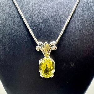Ann King Sterling Silver & 18K Gold Lemon Quartz Pendant Necklace